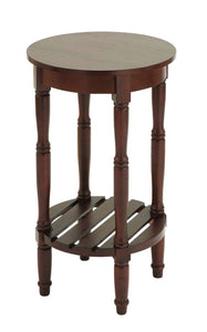 Wood Side Table with Round Surfaces Top & Open Rack Below