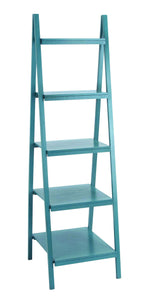 Spacious and Solid Durable 65"H Wooden Leaning Shelf in Blue