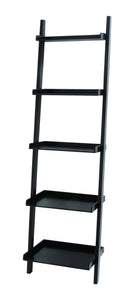 Spacious and Durable 69" Compact Wooden Leaning Shelf in Black