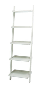 Spacious and Durable 69"Wooden Leaning Shelf in Trendy White