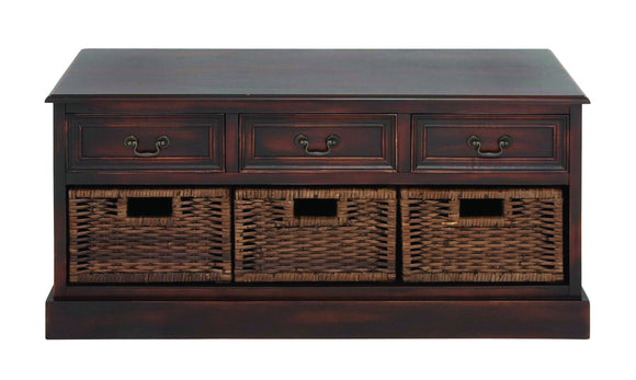 Emoting Wood Basket Low Dresser