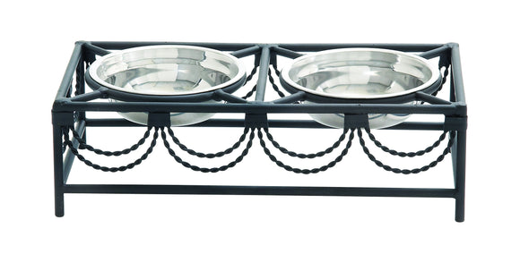 Sophisticated and Stylish Metal and Steel Pet Feeder