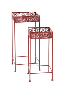 Buckingham Styled Metal Red Plant Stand