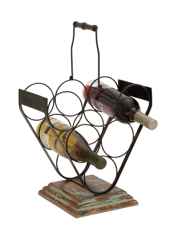 Creative Styled Stylish Metal Wood Wine Holder