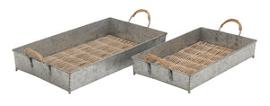 Antique Styled Impressive Metal Rattan Tray