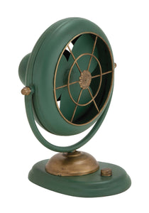 Attractive Styled Green Polished Metal Fan Décor