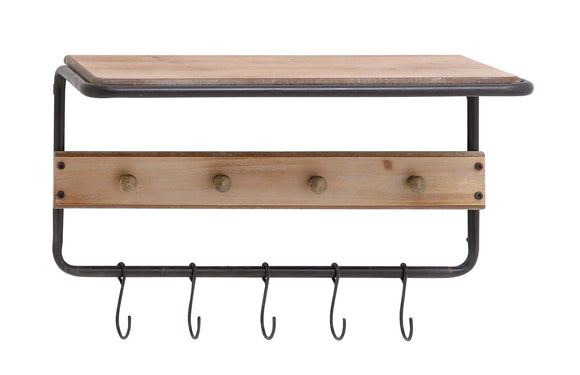 Fascinating Wood Metal Wall Hook Shelf