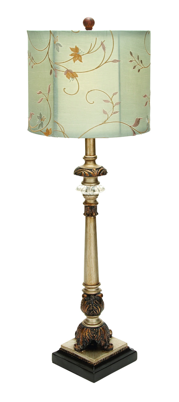 Metal Buffet Lamp with Beige Colored Shade