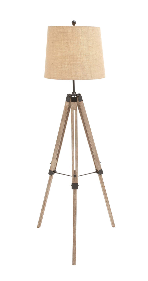 The Elegant Wood Metal Tripod Floor Lamp