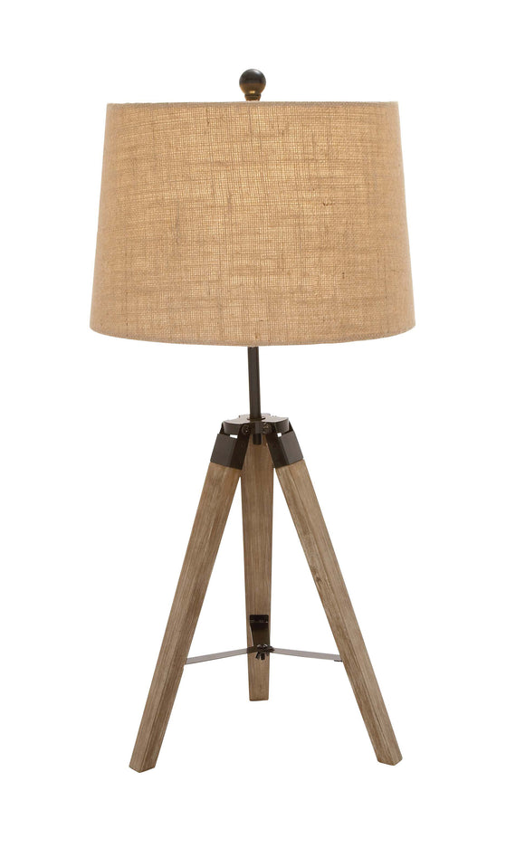 The Independent Wood Metal Tripod Table Lamp