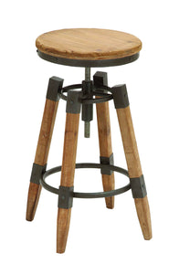 Wood Metal adjust Bar Stool with Metallic Moldings