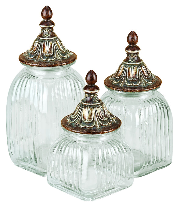 POLYSTONE GLASS CANISTER SET OF 3 FOR DANCING LIGHTS