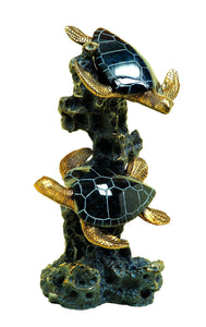 BLACK POLYSTONE SEA TURTLE 12 INCHES WIDE ARTISTICALLY DESIGNED