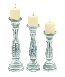 Candle Holder in Classic Design with Solid Base - Set of 3