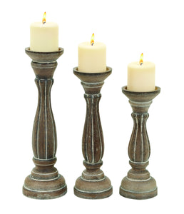 Candle Holder Traditional Pillar Shaped Design - Set of 3