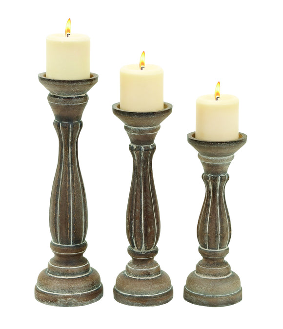 Candle Holder Traditional Pillar Shaped Design - Set of 3