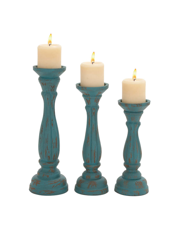 The Eastern Set of 3 Wood Candle Holder