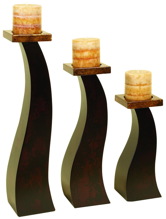 WOOD CANDLE HOLDER SET OF 3 AN SPECIAL OCCASION DECORATION