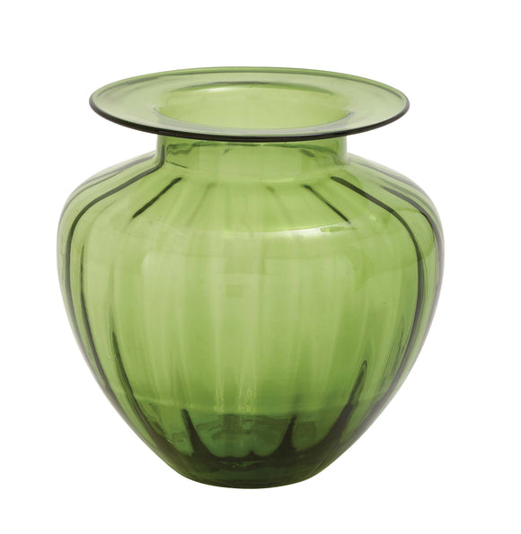 The Wholesome Glass Fluted Vase Green