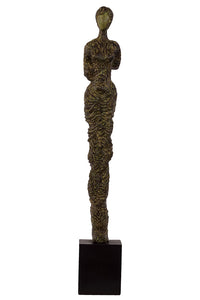 Elegant and Slim Poly Resin Sculpture in Brown