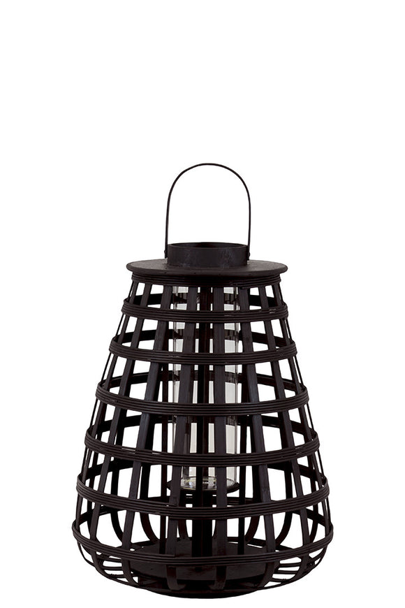 Elegant Chinese Bamboo Lantern with Handle in Black (Medium)