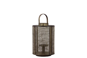 Elegant Wooden Lantern Designed with Wire Meshed and Metal Handle in Brown (Small)