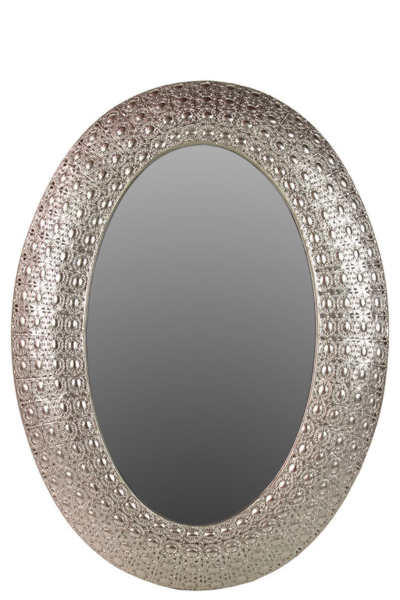 Truly Precious and Magnificent Oval Shaped Metal Mirror with Stunning Design in Silver