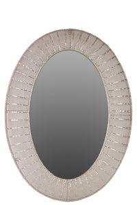 Valuable and Stunning Oval Shaped Metal Mirror in Silver