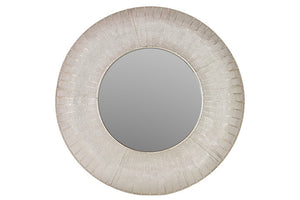 Precious and Valuable Round Shaped Metal Mirror with Beautiful and Subtle Design in Silver