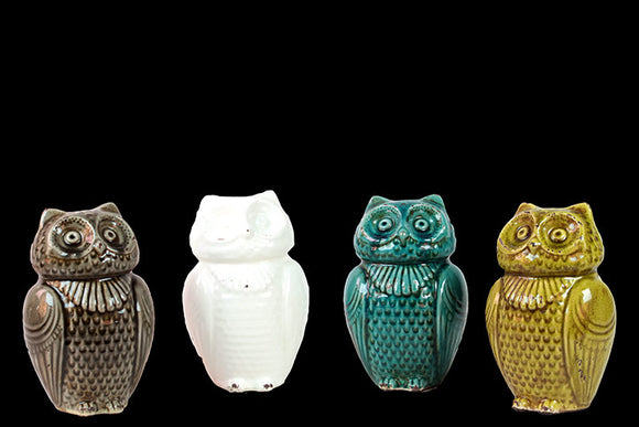 Beautifully Designed Ceramic Owl Set of Four Assorted Color