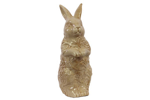 Cream Ceramic Rabbit with Flower Designs