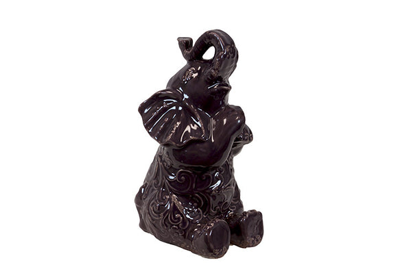 Purple ceramic Sitting Elephant