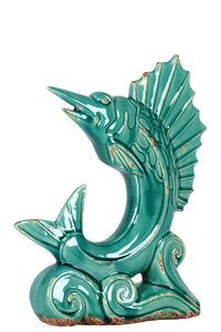 Glorious and Majestic Ceramic Standing Sail Fish (Blue)