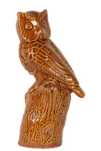 Ceramic Majestic Hooting Owl on a Tree Trunk Large (Brown)