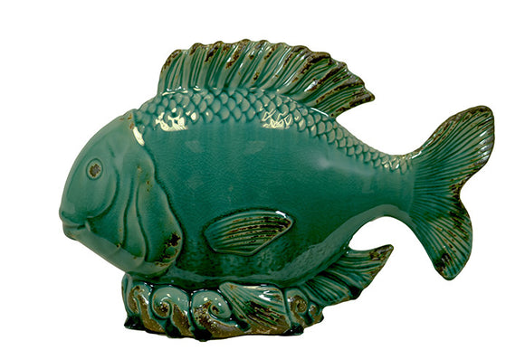 Beautiful and exquisite Ceramic Fish with an Antiquated Aspect (Blue)