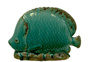 Beautiful and Adorable Ceramic Fish with an Antiquated Aspect (Blue)