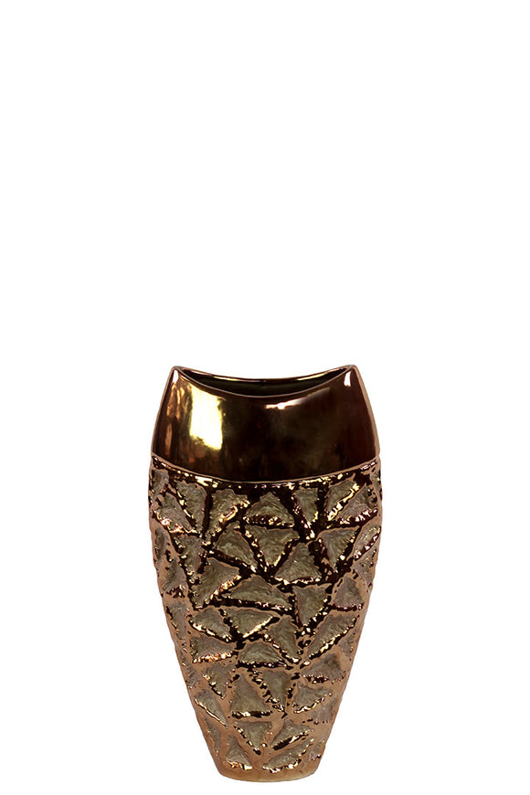 Open Neck Ceramic Vase with Intricately Carved Design