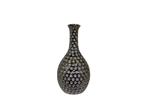 Ceramic Vase With Hammered Design and Wide Mouth