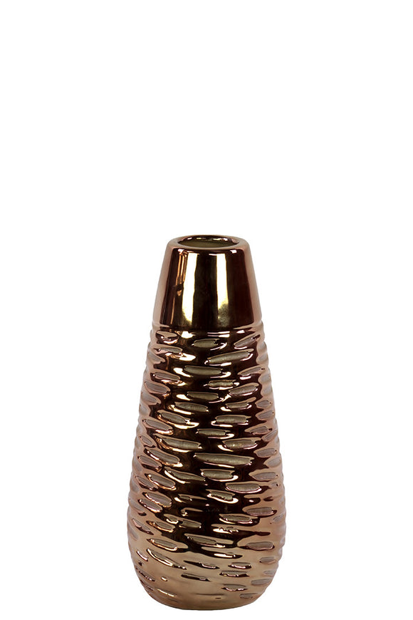 Open Neck Ceramic Vase with Intricately Carved Design (Small)