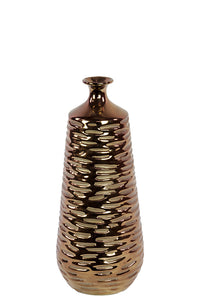 Slim Neck Ceramic Vase with Intricately Carved Design (Small)