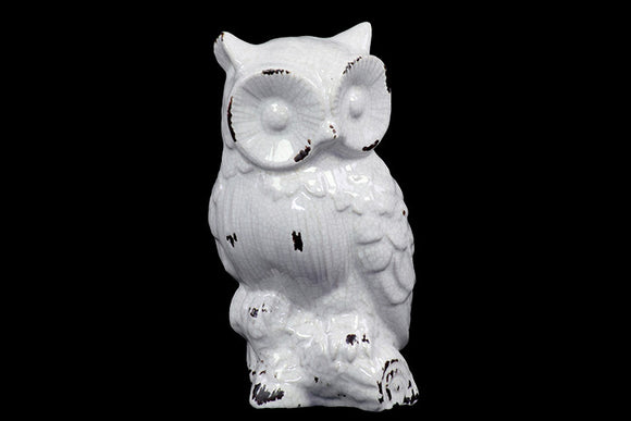 Dazzling Ceramic Owl Antique in Radiant White Shade