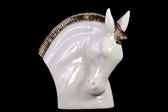 Bowing Stoneware Horse Head in White (Large)