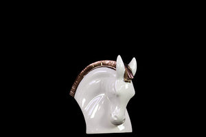 Bowing Stoneware Horse Head in White (Small)