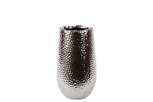 Sleek and Shiny Ceramic Vase in Silver Coating (Small)