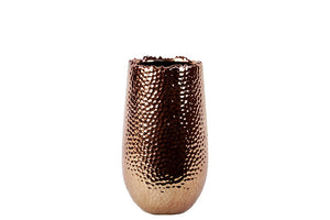 Glossy Copper Ceramic Vase with Rounded Bottom