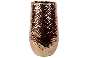 Sleek and Shiny Ceramic Vase in Copper Coating (Large)