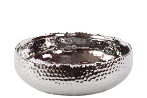 Hammered Design Ceramic Pot in Silver Coating (Large)