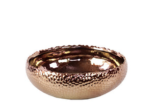 Hammered Design Ceramic Pot in Copper Coating