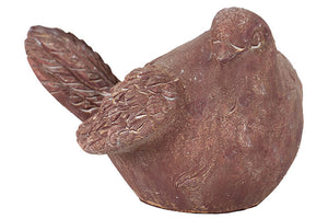 Antique Style Cement Bird With Weathered Effects (Brown)