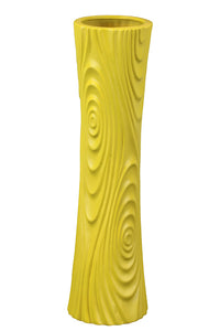 Hour Glass Shaped Ceramic Vase With Ripple Effect Design in Yellow (Large)